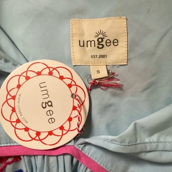 Umgee Retro Mod Blue Floral Embroidered Babydoll Dress Size Small - Picture 7 of 8